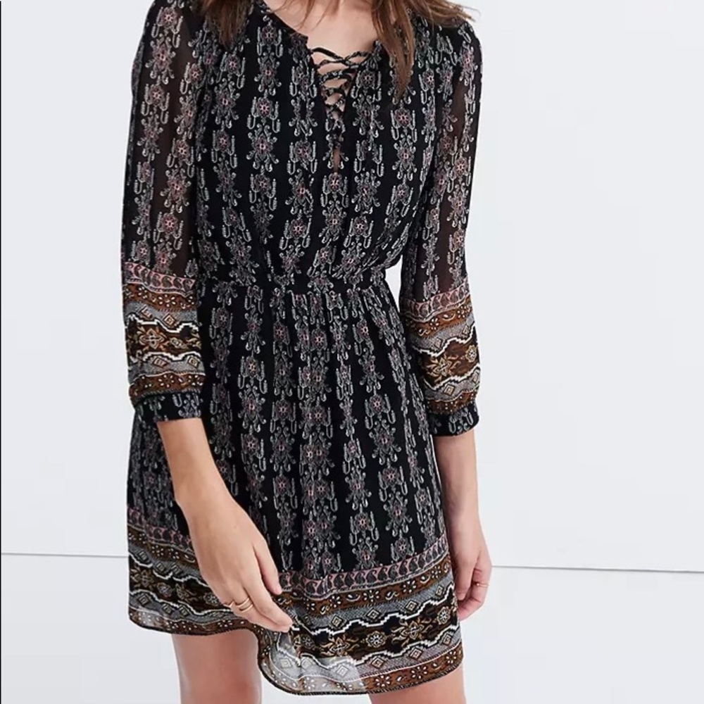 Madewell laced up dress in burnished floral